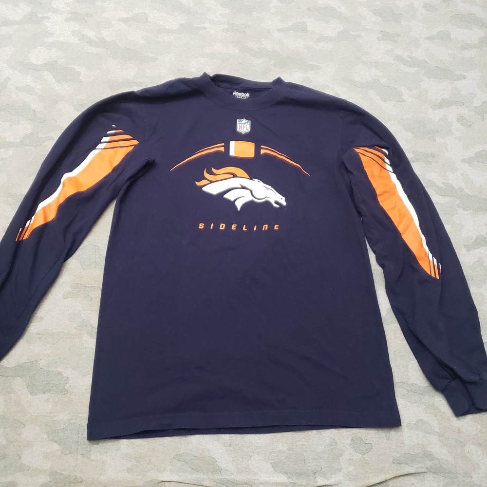 Denver Broncos Shirt Mens Medium Blue Long Sleeve NFL Reebok